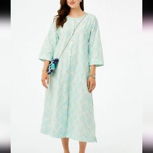 Roller Rabbit Blue Oversized Long Sleeve Button Dress Sz. Small